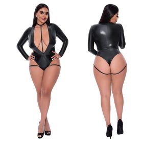 Magic Silk Teddy With Harness Caging (Option: Black QUEEN Boxed)