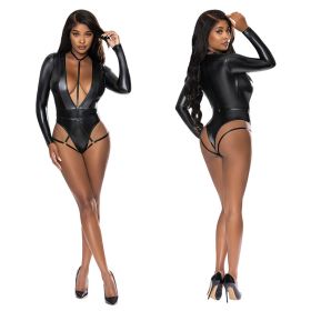 Magic Silk Teddy With Harness Caging (Option: Black S/M Boxed)