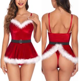 Womens Christmas Lingerie Red Santa Babydolls Chemises Set (size: S)