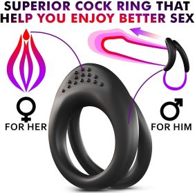 Cock Ring for Men Erection Enhancing Stay Harder Strechy Penis Ring with Triple Penis Rings Personal Cockrings Male Adult Sex Toys for Men Couple (Color: BLACK)